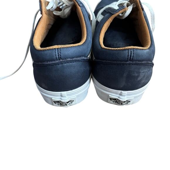 Vans Old Skool Skateboarding Shoes Navy Blue Leather Men 7.5 Women 9 - Picture 4 of 7